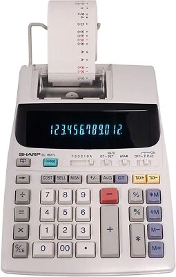 Sharp EL-1801V Portable 12-Digit 2-Color Serial Printing Calculator - Image 1 of 4
