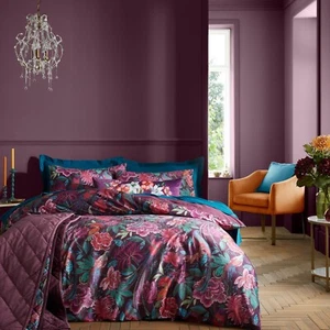 Bridgerton By Catherine Lansfield Kate Floral Duvet Cover Bedding Set Plum - Picture 1 of 45