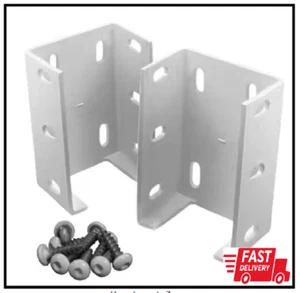 2-Pack Aluminum Fence Rail Metal Bracket Heavy Duty Outdoor Garden Vinyl Fencing - Picture 1 of 3