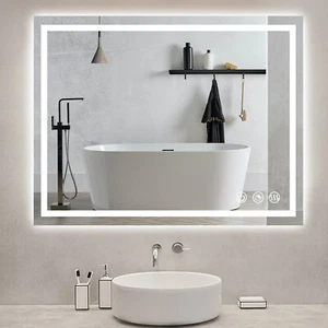 36x28 Inch LED Bathroom Mirror 3 Colors Bathroom Vanity Mirror with Lights - Picture 1 of 7