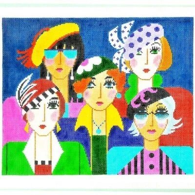 Needlepoint Handpainted Lee 5 Friends 10x8 - Image 1 of 4