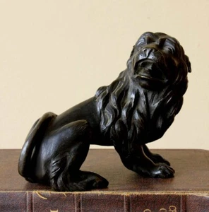18th Century Solid Bronze Lion Statue Clock Figure. Antique Heavy Paperweight - Picture 1 of 12