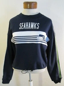 NWT NFL Team Apparel Seattle Seahawks Womens Cropped Sweatshirt S Navy MSRP$60 - Picture 1 of 3