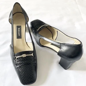 Bally Lesida décolleté da donna nere in pelle con tacco a blocco taglia US 6,5 EUR 37 - Foto 1 di 11