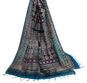 Sushila Vintage Multi-Color Dupatta 100% Pure Cotton Printed Long Stole Hijab - Picture 1 of 9