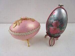2 Lovely Decorative Goose Eggs Trinket Box