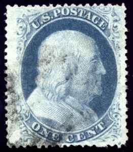 US 24 1c 1857 Benjamin Franklin type Va, type V PF cert used - Picture 1 of 3