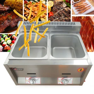 Commercial Countertop 2 Gas Fryer Deep Fryer Propane(LPG) Stainless Steel 12L - Picture 1 of 14
