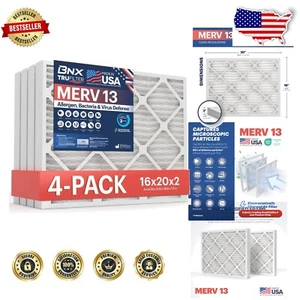 High-Performance MERV 13 Filters 4-Pack for Clean Air - Compatible with HVAC - Picture 1 of 10