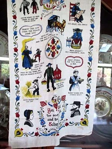 AMISH SAMPLER ~ Linen Tea Towel ~ Wall Hanging ~ #8 - Picture 1 of 6