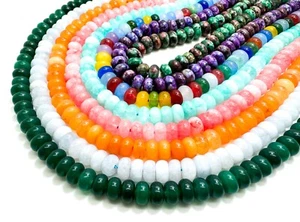 Rainbow Green Blue Pink Orange Jade Polished Rondelle Gemstone Beads RD22B - Picture 1 of 10