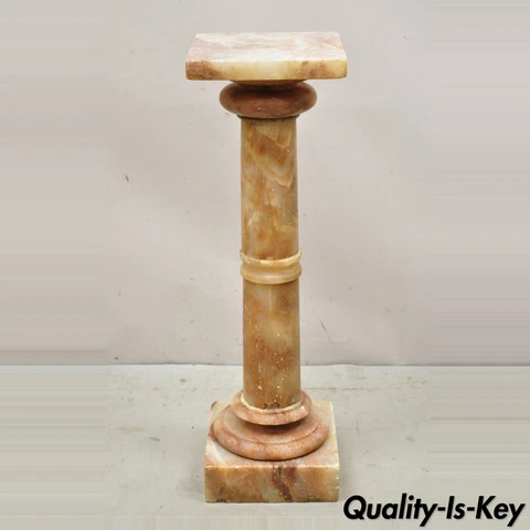 Antique Italian Classical Rouge Onyx Stone Marble Column Pedestal Stand Cover