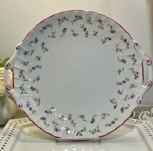 Vintage Royal Worcester Forget me not Floral 12” Sandwich/cake Serving Platter - Picture 1 of 6