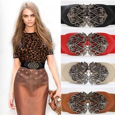Retro Totem Wide Waistband Elastic Stretch Dress Waist Belt Buckle band ladies