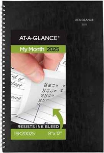 AT-A-GLANCE 2025 Planner, Mensile, 8" x 12", Grande, DayMinder, Nero STORIA - Foto 1 di 7