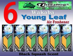 6 Packs Treefrog Wakaba YOUNG LEAF Car Air Freshener -Black Squash Scent JDM - Picture 1 of 4