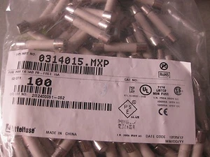 2X 0314015.MXP Cartucho Fusibles 250V 15A Acción Rápida Tamaño/Grupo:3AB 6.3 mm x32 mm - Imagen 1 de 3