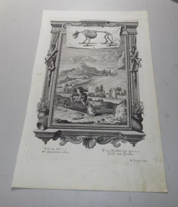 1731 Antique Scheuchzer Print  / MAN IN FIELD WORKING AN ANIMAL SKELETON - Picture 1 of 1