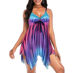 Womens Size Large Swimdress Swimsuit Top Etheral Flowy Skirtini Y2K Butterfly - Picture 1 of 8