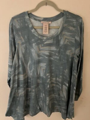 Philosophy Top Mujer XL Túnica Aqua Manga Larga Dobladillo Asimétrico Camisa Boho Foto 1 de 2