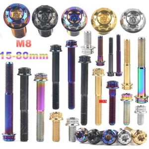 M8x15-80mm Titanium Bolt Fancy Flange T40 Torx Head Ti Screw for Motorbike Refit - Picture 1 of 24