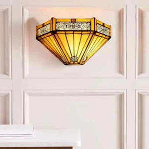 Antique Tiffany Style Wall Lamp hexagon Design Beautiful Wall Sconce Light - Picture 1 of 11