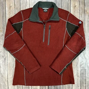 Suéter Pullover Kuhl Interceptr Cuarto Cremallera Polar Mediano Para Hombre Rojo Senderismo - Imagen 1 de 7