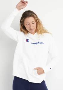 Champion Sweatshirt Jersey Hoodie Unisex Athletics Script Logo White M Medium - Picture 1 of 6