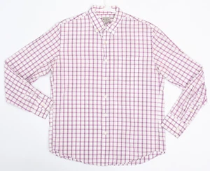 J. Crew Pink/White Check Button Down Oxford Casual Cotton Shirt Men's Medium - Picture 1 of 3