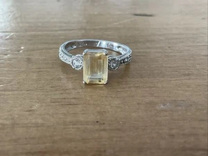 Rechteckiger kanariengelber Ring Sterlingsilber Größe 7 - Bild 1 von 8