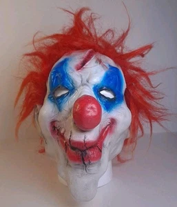 Halloween Costume Scary Killer Clown Rubber Mask Adult Terrifying Psycho Clown - Picture 1 of 8