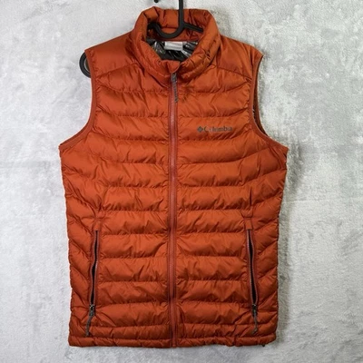 Columbia Omni Heat Puffer Vest Men's Small Orange Hiking Outdoor Pockets Thermal - Image 1 of 4