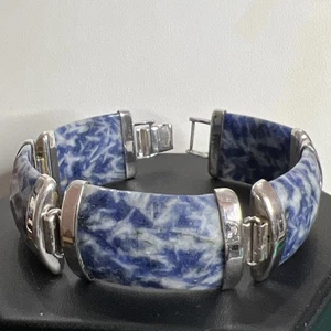 Vintage Sterling 925 Südwestblau Facettiert Sodalith Panel Armband 7,75" - Bild 1 von 11