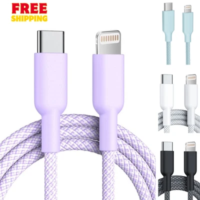 USB-C PD Type C Fast Charger Braided Cable For iPhone 14 12 13 11 X/XS Pro Max - Image 1 of 4