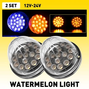 2X LED Watermelon Lights Indicator Side Marker Signal Truck Trailers Amber Blue - Picture 1 of 14