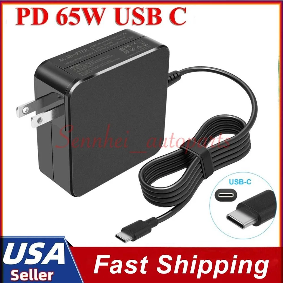 65W watt Laptop Charger Type C USB-C AC Adapter for Lenovo, Asus, MacBook pro US - Image 1 of 4