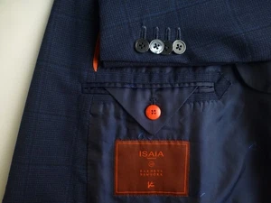 Isaia Suit 58L/48L W39 Blue Plaid Great Condition Sanita Italy - Picture 1 of 13