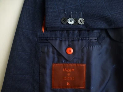 Isaia Suit 58L/48L W39 Blue Plaid Great Condition Sanita Italy - Image 1 of 4