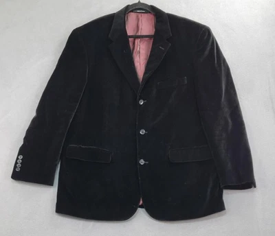 Linea Uomo Blazer Mens 46 Regular Black Velvet Three Button Sport Coat Lined - Image 1 of 4