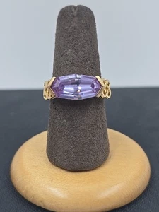 Ring Gold über Sterlingsilber und Amethyst Größe 7 - Bild 1 von 7
