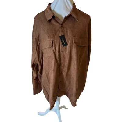 NWT Van Heusen 2XLT Copper Soft Suede Feel Shirt Jacket Men's Long Sleeve Tall - Image 1 of 4