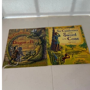 Educational Book Bundle 2 Math Adventure Story Books Sir Cumference Series - Picture 1 of 6