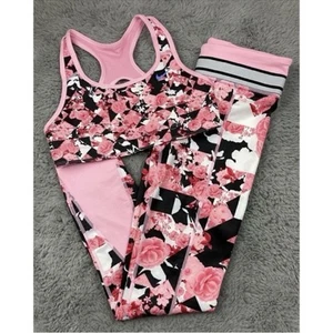 Nike pink Tokyo floral tight fit reversible sports bra and leggings Girls Size L - Picture 1 of 6