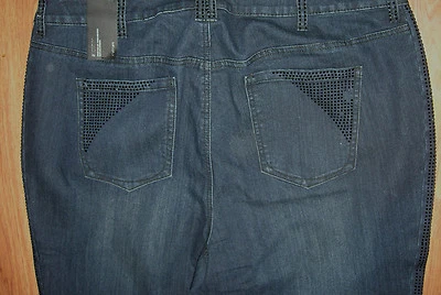 Pantalones de mezclilla azules ajustados adornados con diamantes de imitación LANE BRYANT talla 22 W nuevos con etiquetas Foto 1 de 4