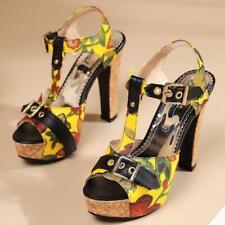 Summer women's sandals open-toe buckle strap high heels platform party shoes