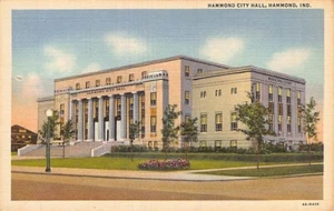 Postal en: Ayuntamiento de Hammond, Indiana, lino vintage años 20 - Imagen 1 de 2