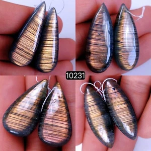 Lote de 4 pares de piedras preciosas cabujón labradorita natural de 200 quilates 38x14 30x15 mm #R-10231 - Imagen 1 de 3