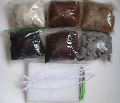 Deluxe Needle Felting Kit w Raw Alpaca Fleece Craft Felt Needles Foam Fiber - Image 1 of 4