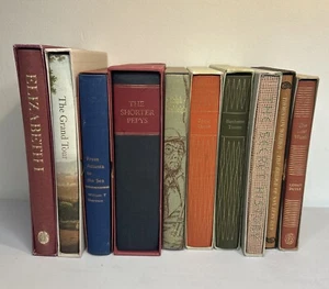 Folio Society Book Bundle X10 Job Lot The Grand Tour - Elizabeth I -Lost World - Foto 1 di 24