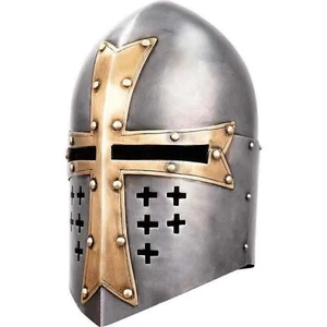 Medieval Templar Armor Helmet Crusader Sugarloaf Helmet Steel LARP Prop Roleplay - Picture 1 of 4